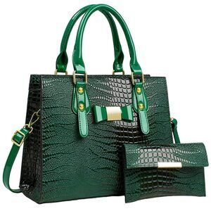 7632 2Pcs Purses and Handbags , Shoulder Top Handle Bags Satchel Purses Bow